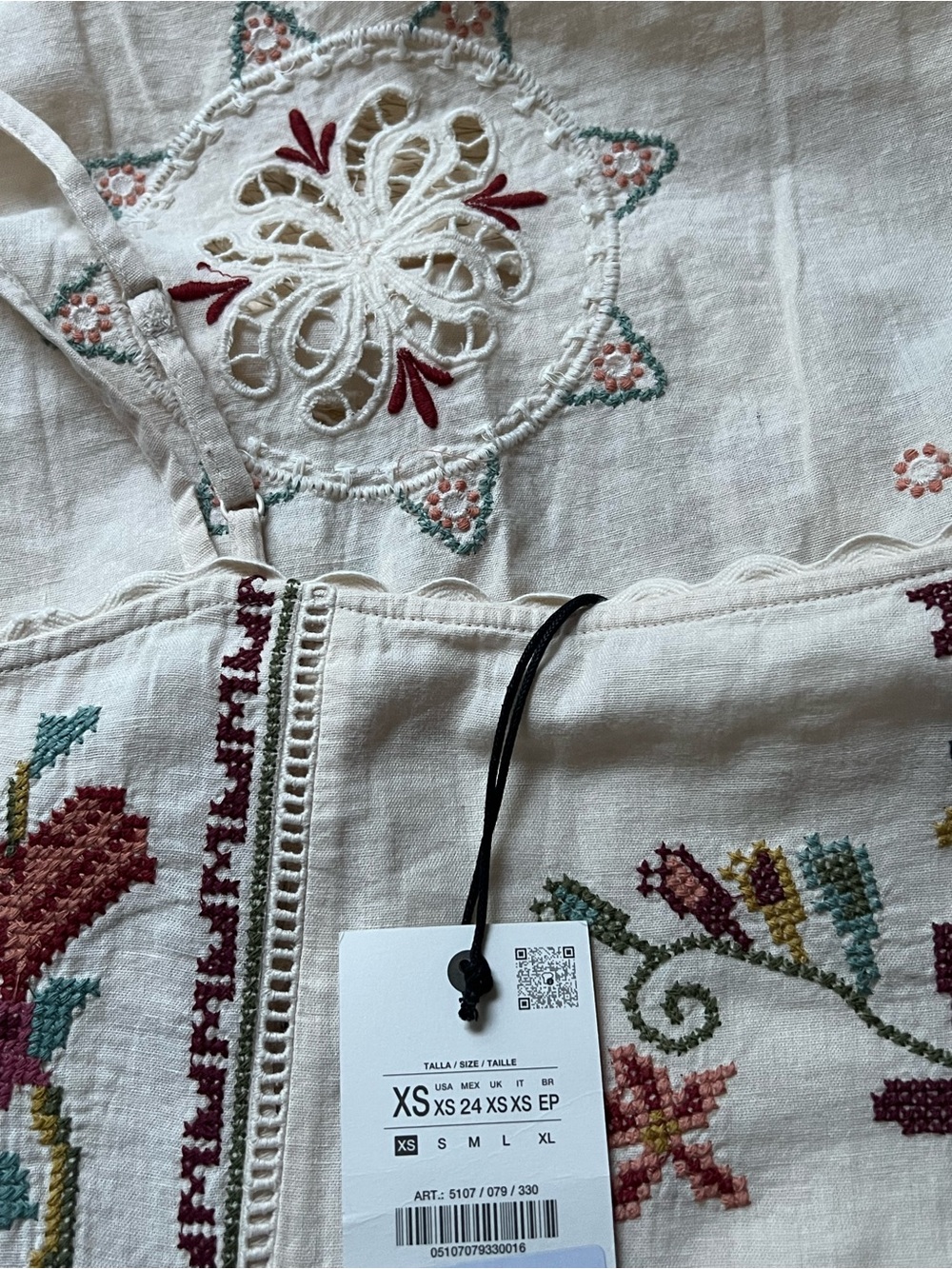 NWT Zara ZW Collection Asymmetric Floral Embroidered Dress XS - Picture 9 of 11